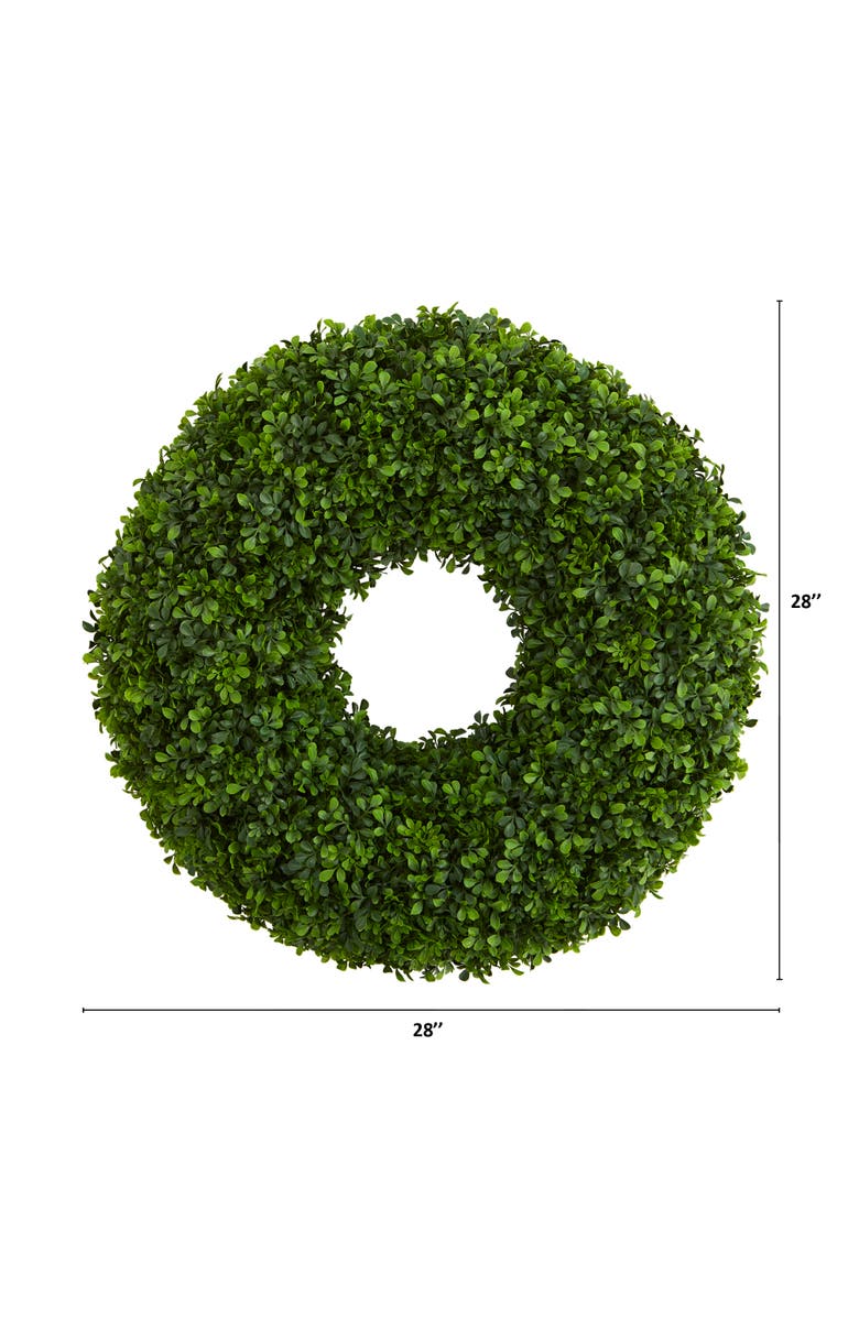 NEARLY NATURAL 28-in Boxwood Artificial Wreath, Alternate, color, Green