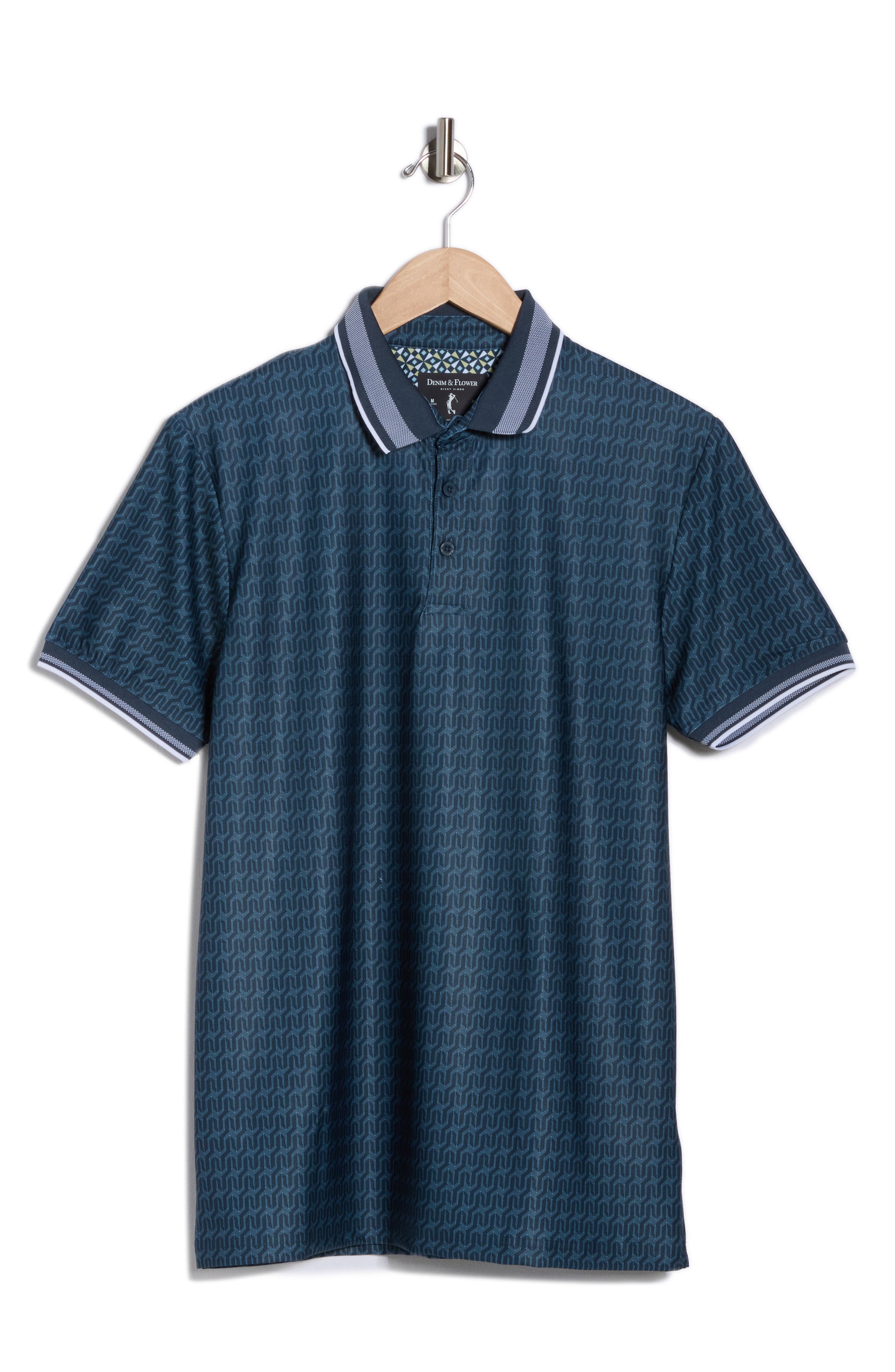 DENIM AND FLOWER Tipped Geometric Polo