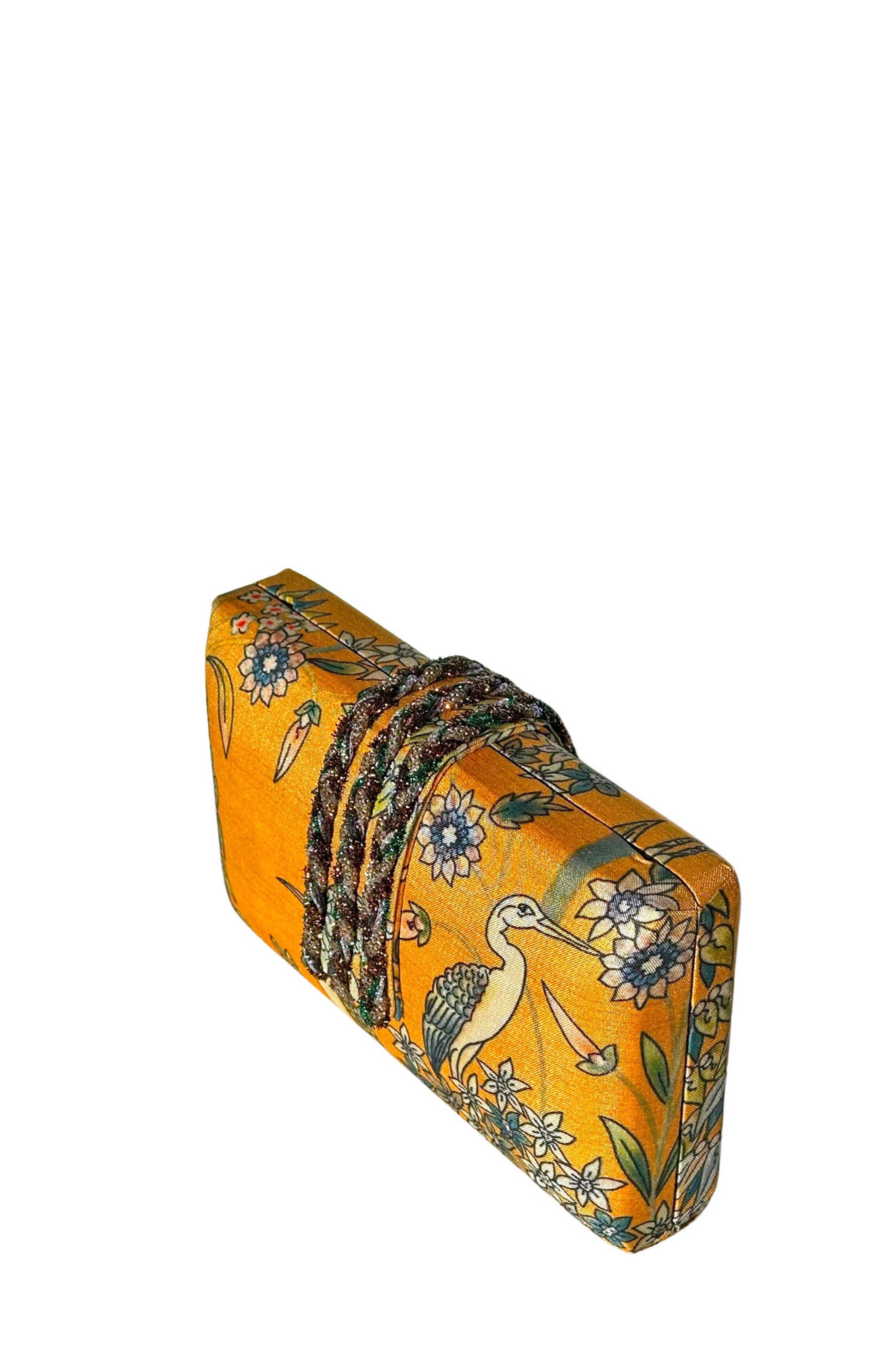 Simitri Printed Braid Clutch, Alternate, color, Orange Paradise Bird