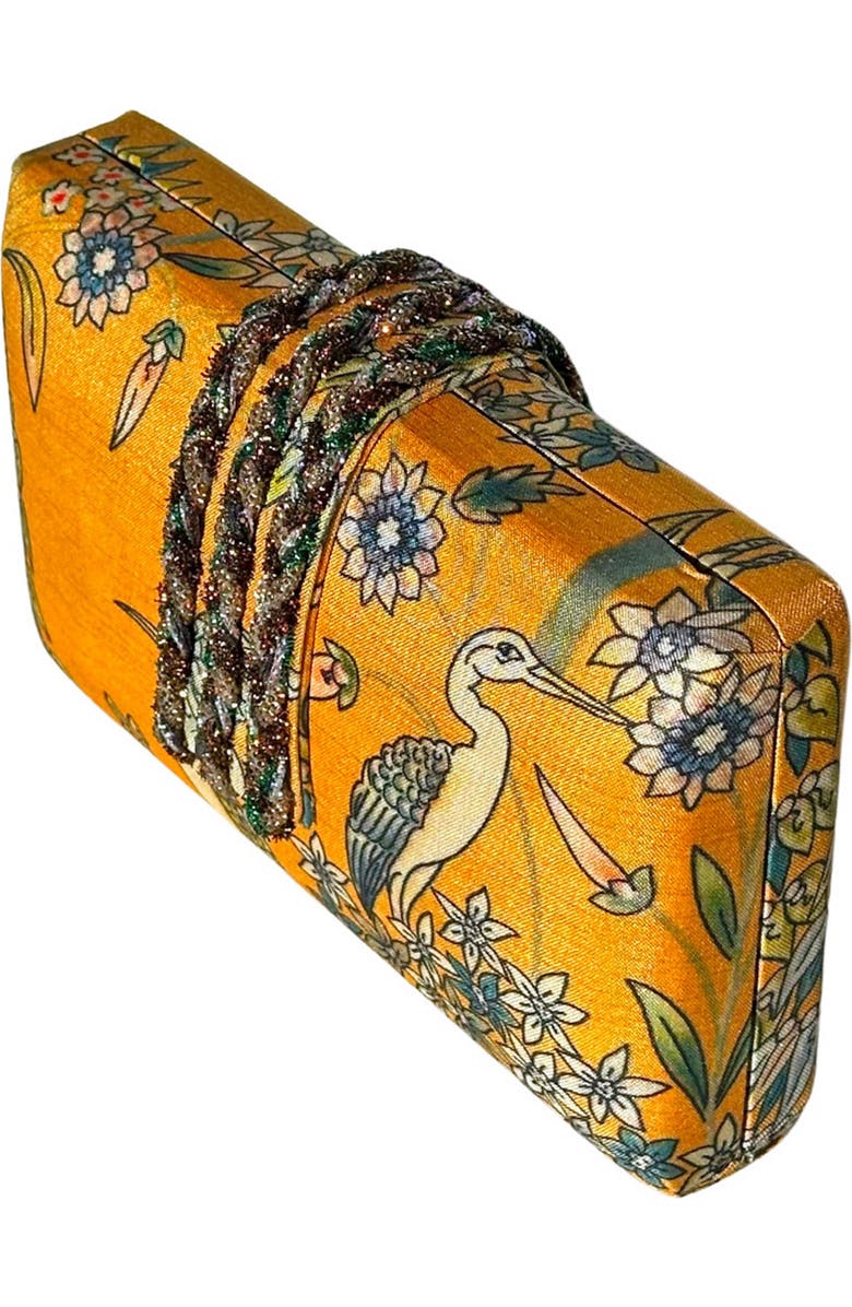 Simitri Printed Braid Clutch, Alternate, color, Orange Paradise Bird