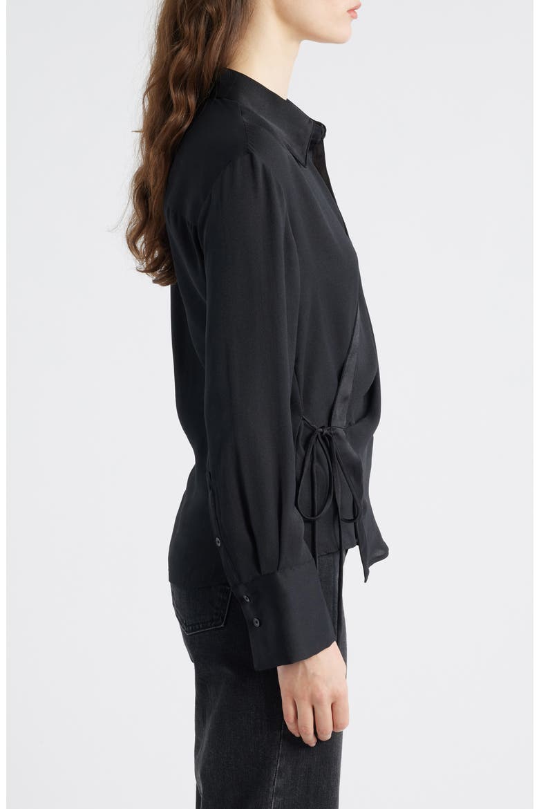Rider Wrap Satin Shirt, Alternate, color, BLACK