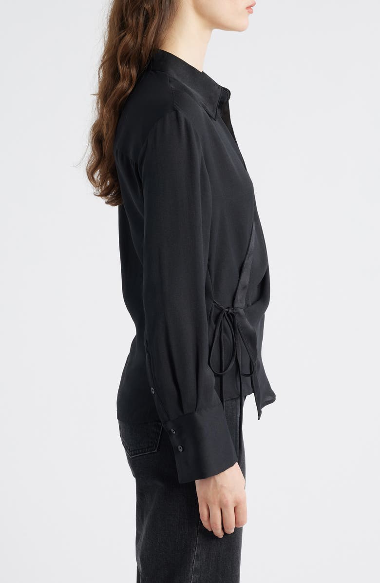 MANGO Rider Wrap Satin Shirt, Alternate, color, Black