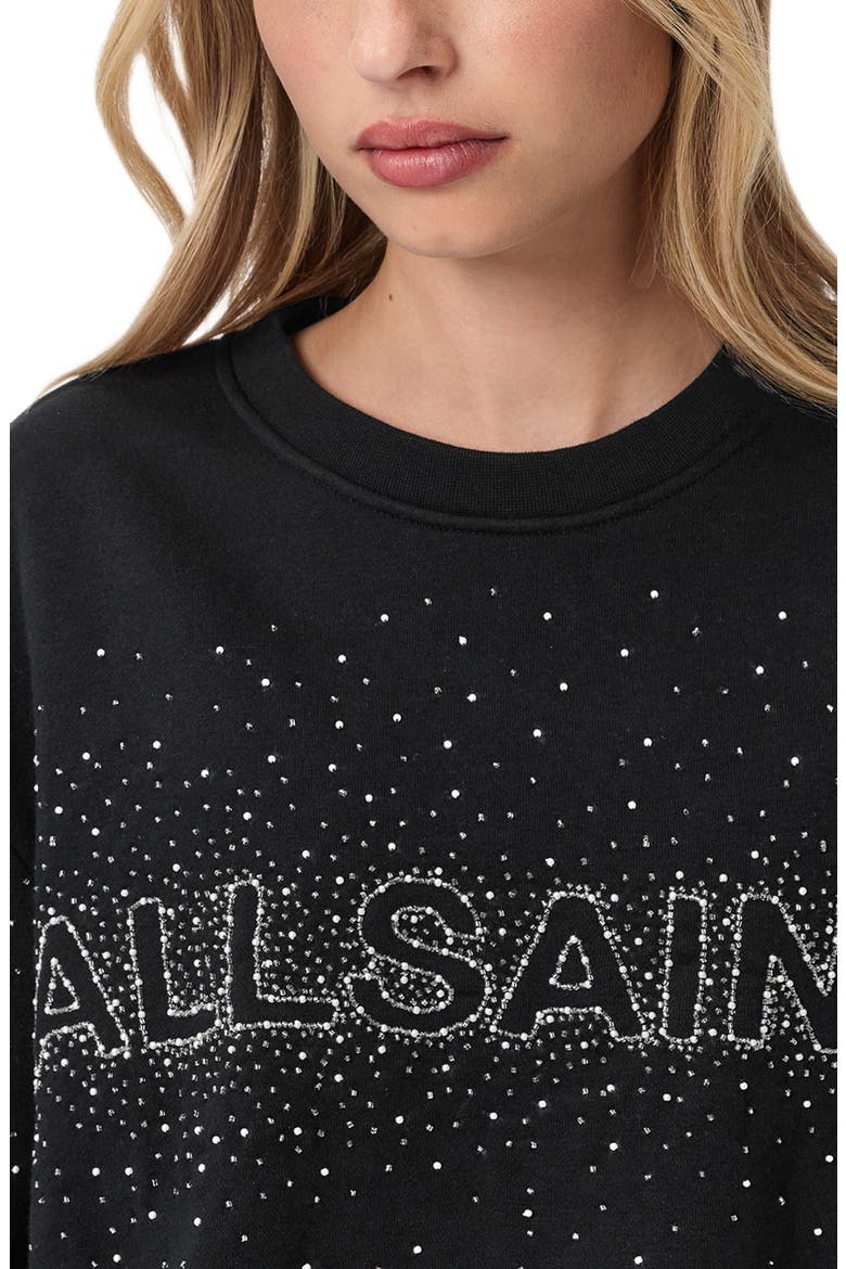 Etta Crystal Embellished Fleece Sweatshirt, Alternate, color, BLACK