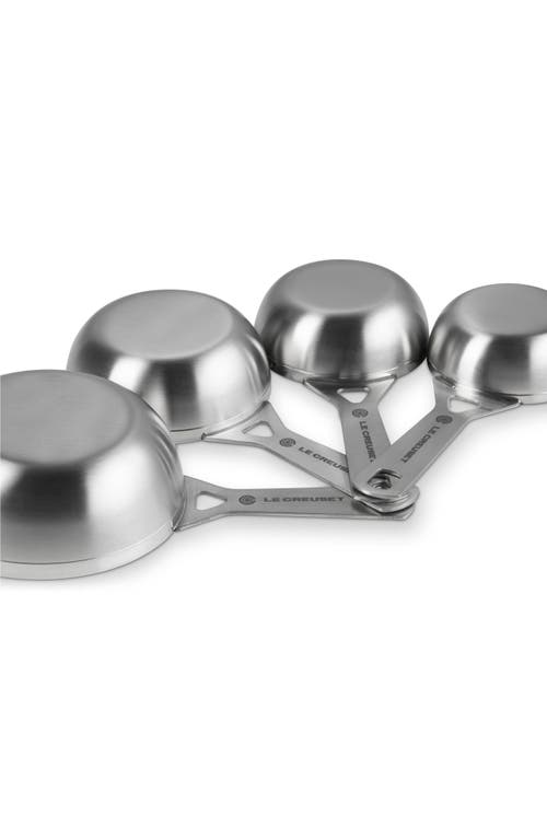 Le Creuset Stainless Steel Four-piece Measuring Cups Set In Silver