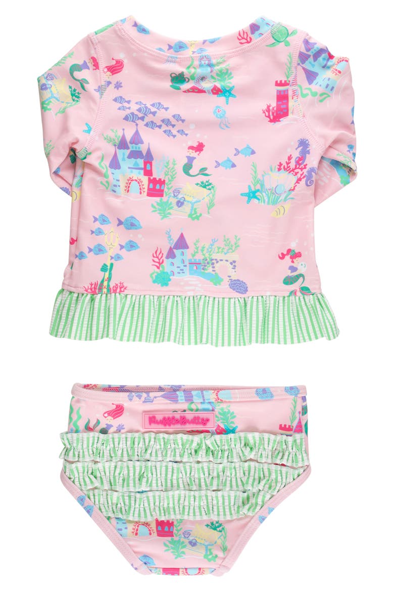 Kids' Magic Mermaid Cove Long Sleeve Two-Piece Rashguard Swimsuit, Alternate, color, PINK