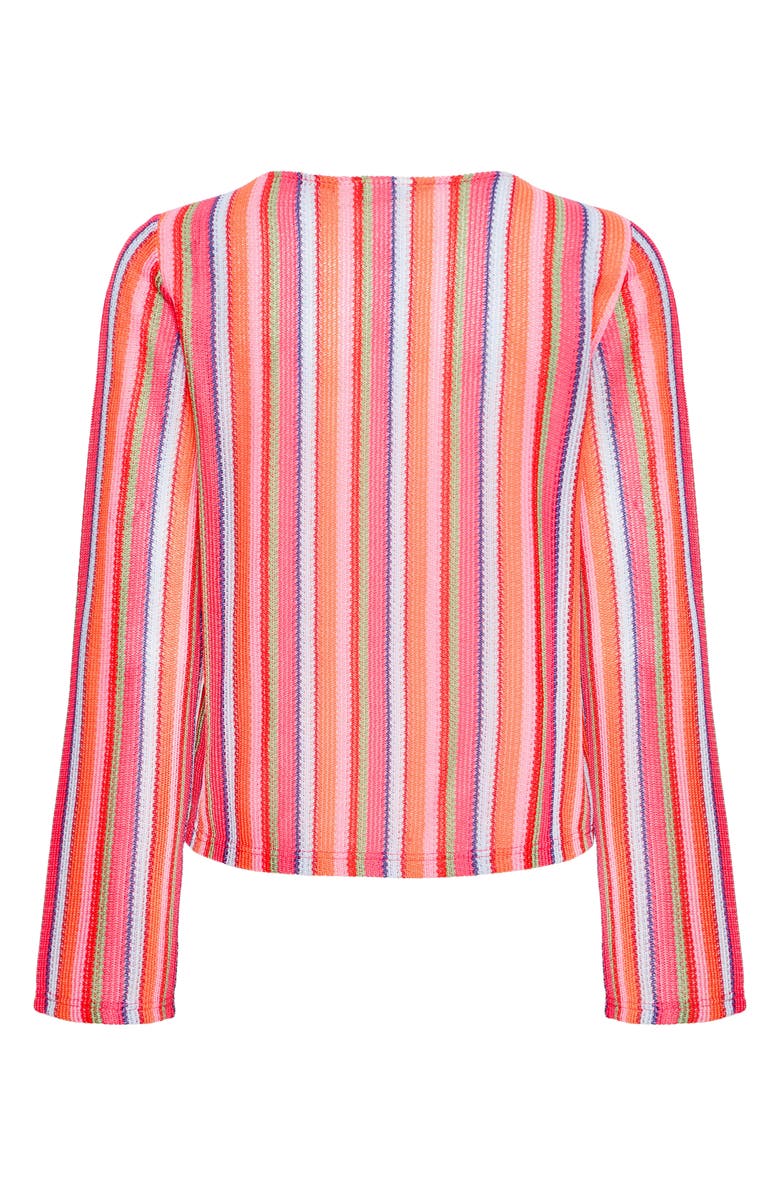ICHI Multicolor Knit Shirt, Alternate, color, Coral Stripe
