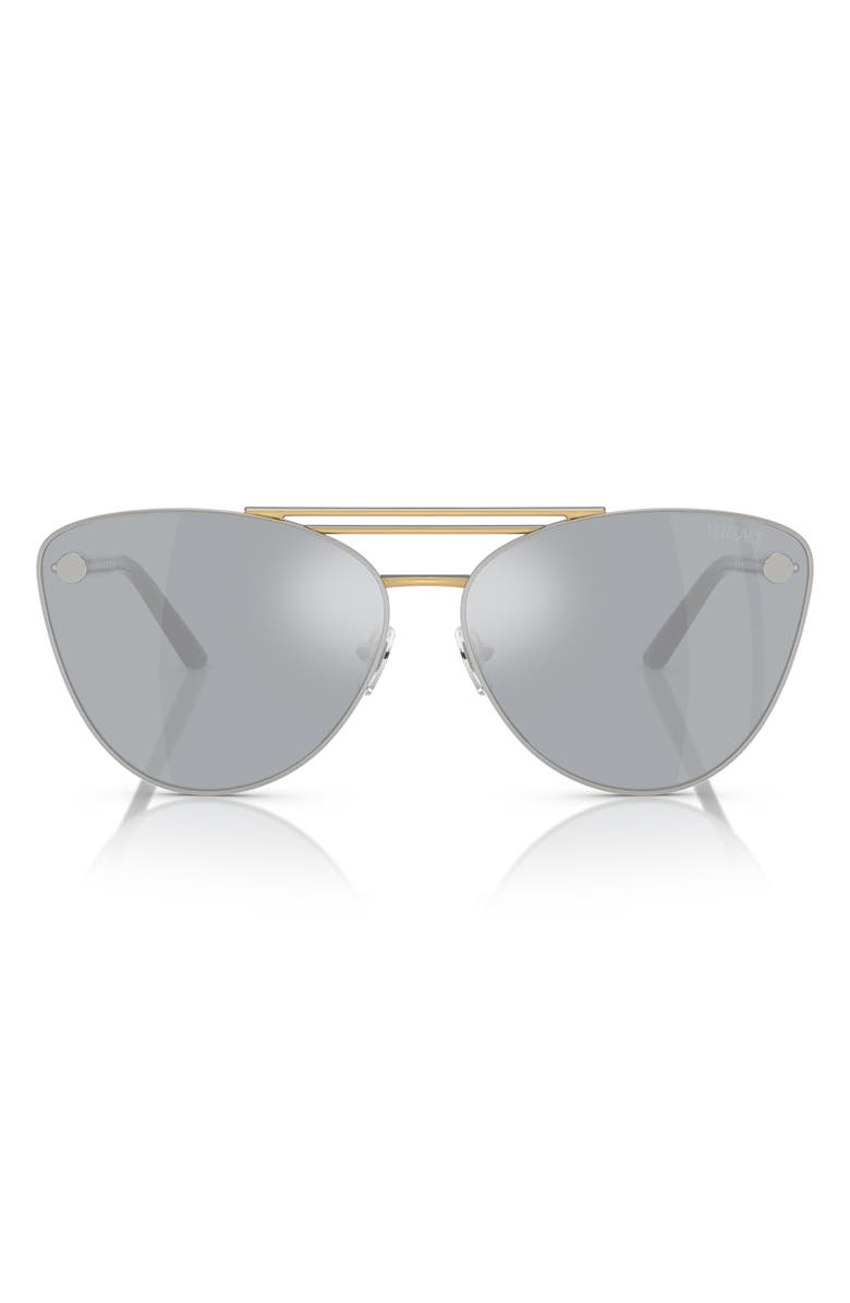 Versace 64mm Oversize Cat Eye Sunglasses, Main, color, Blue Mirror