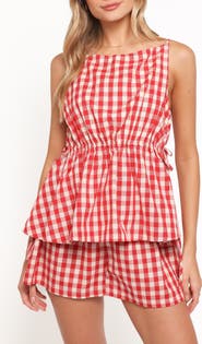 Petal & Pup Rory Gingham Cotton Peplum Tank