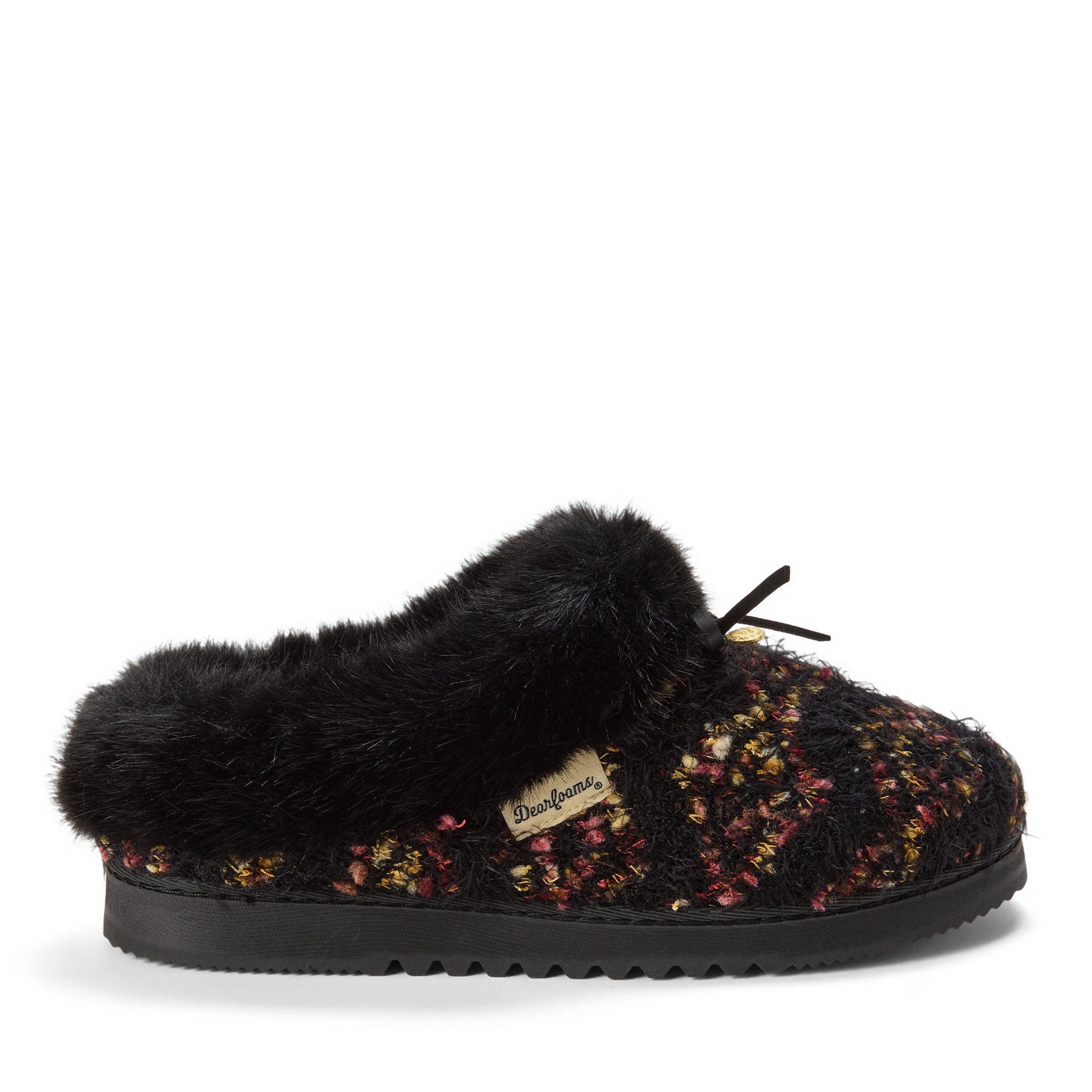 Dearfoams Daphne Knit Clog Slippers, Alternate, color, Black
