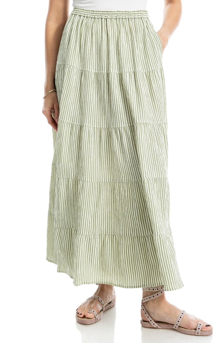 MAX STUDIO Stripe Tiered Maxi Skirt, Alternate, color,