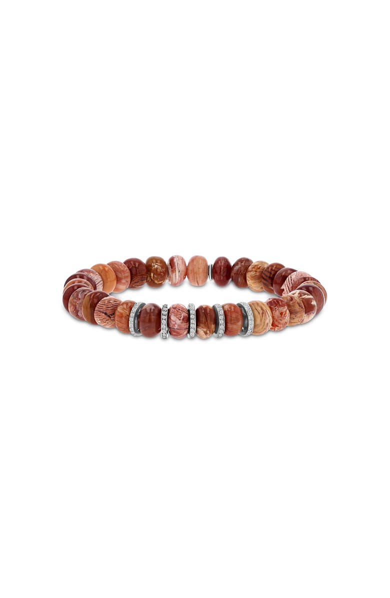 Sheryl Lowe Howardite 8mm Bead Bracelet with 5 Diamond Rondelles, Main, color, 