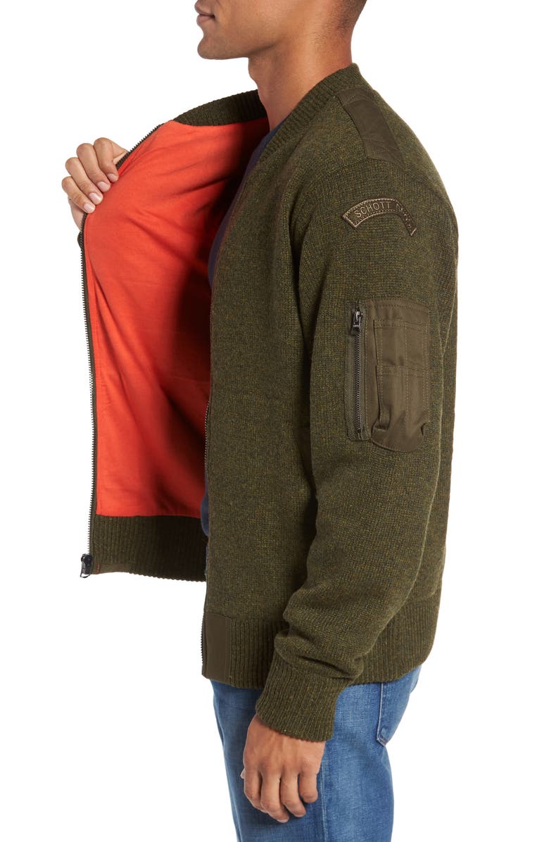 Schott NYC MA-1 Sweater Jacket, Alternate, color,