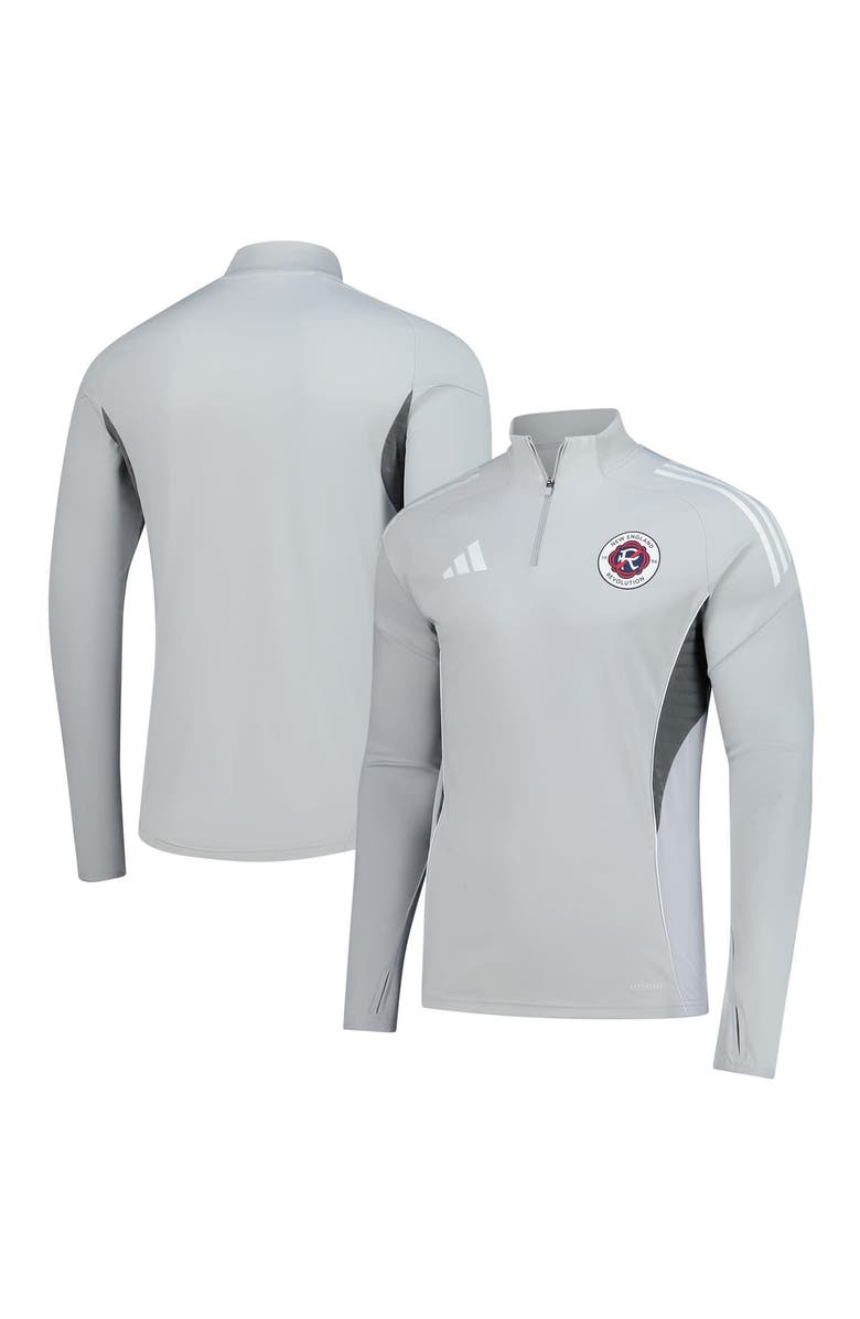 adidas Men's adidas Silver New England Revolution 2025 AEROREADY Quarter-Zip Long Sleeve Training Top, Alternate, color, Silver