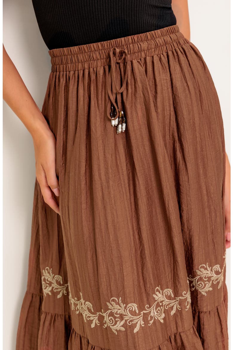 Embroidered Maxi Skirt, Alternate, color, BROWN