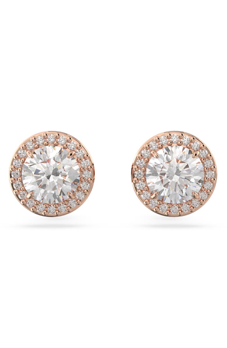 Swarovski Una Pavé Crystal Stud Earrings, Main, color, Rose Gold
