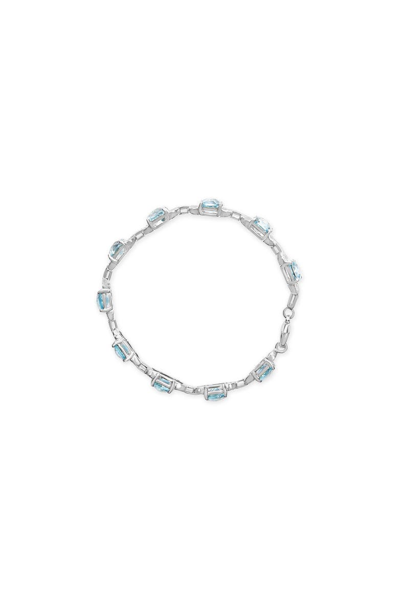 Silver 7x7 mm Cushion Cut Blue Topaz and Diamond Accent Tennis Bracelet, Alternate, color, Blue Topaz