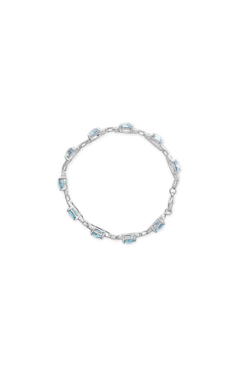 Haus of Brilliance Silver 7x7 mm Cushion Cut Blue Topaz and Diamond Accent Tennis Bracelet, Alternate, color, Blue Topaz