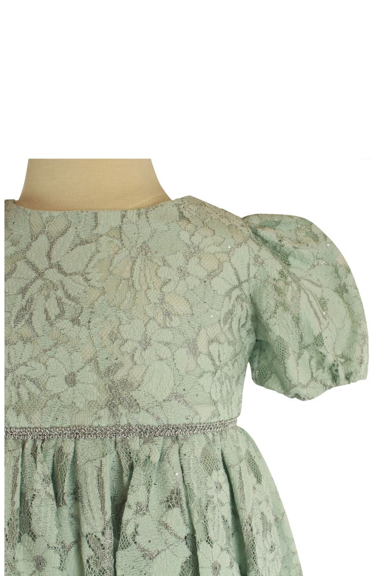 Kids' Floral Lace Overlay Puff Sleeve Dress, Alternate, color, MINT