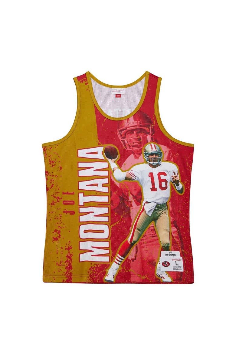 Men's Mitchell & Ness Joe Montana Scarlet San Francisco 49ers 1989 Player Burst Tank Top, Alternate, color, Scarlet