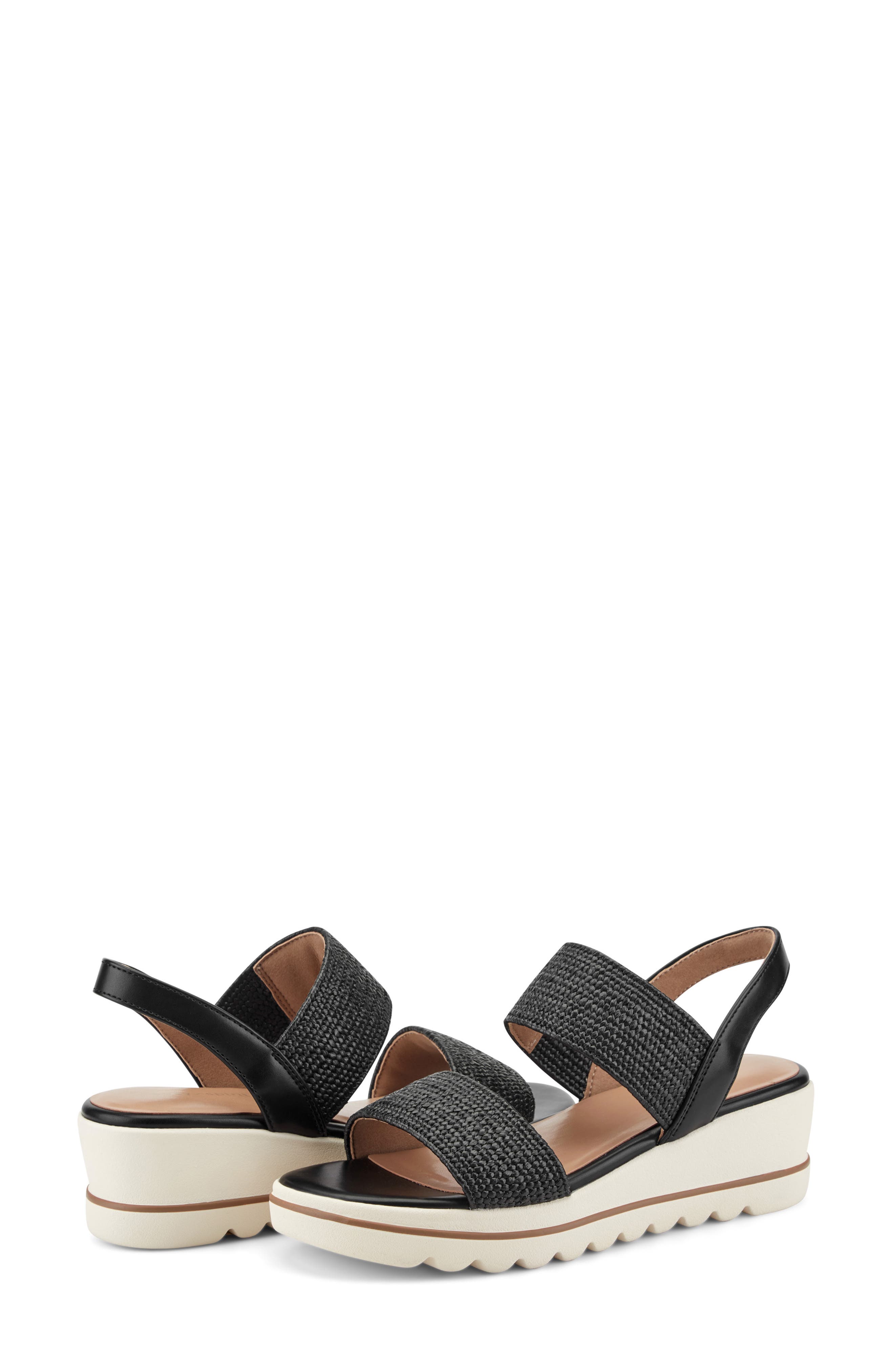 Easy Spirit Sanna Wedge Sandal, Alternate, color, Black