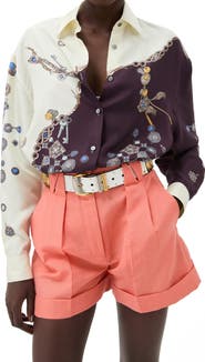 Versace Stolen Jewels Trompe l'Oeil Print Silk Twill Button-Up Shirt