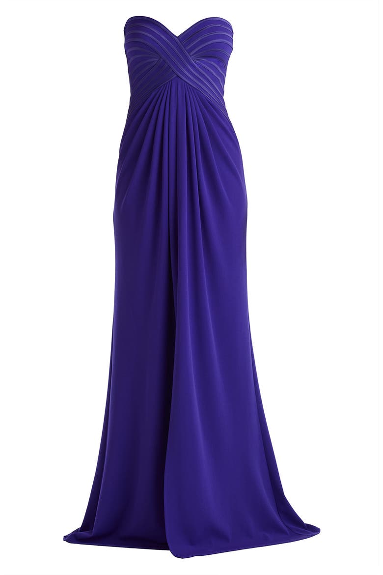 Strapless Crisscross Bodice Gown, Alternate, color, PURPLE IRIS