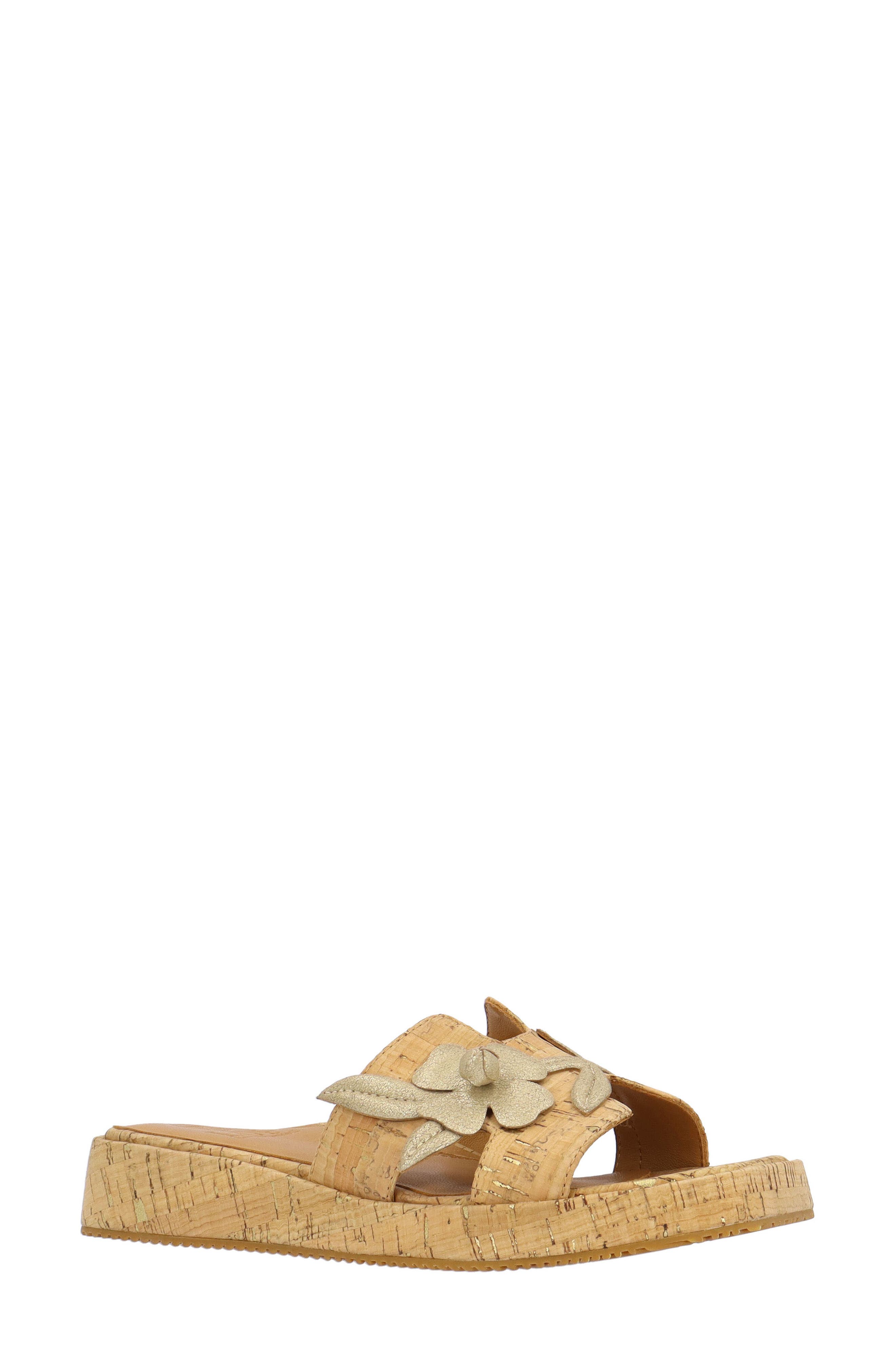 L'Amour des Pieds Aldara Slide Sandal, Main, color, Natural/ Gold