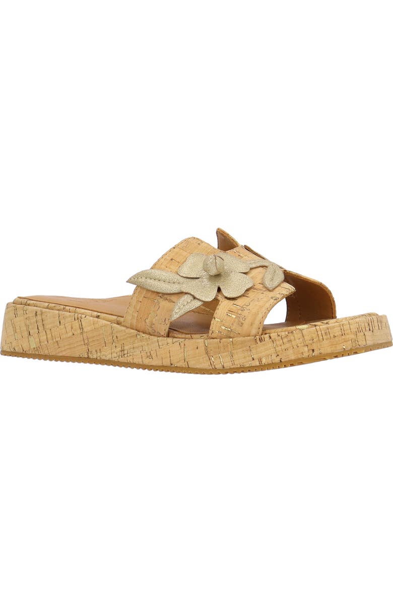 L'Amour des Pieds Aldara Slide Sandal, Main, color, Natural/ Gold