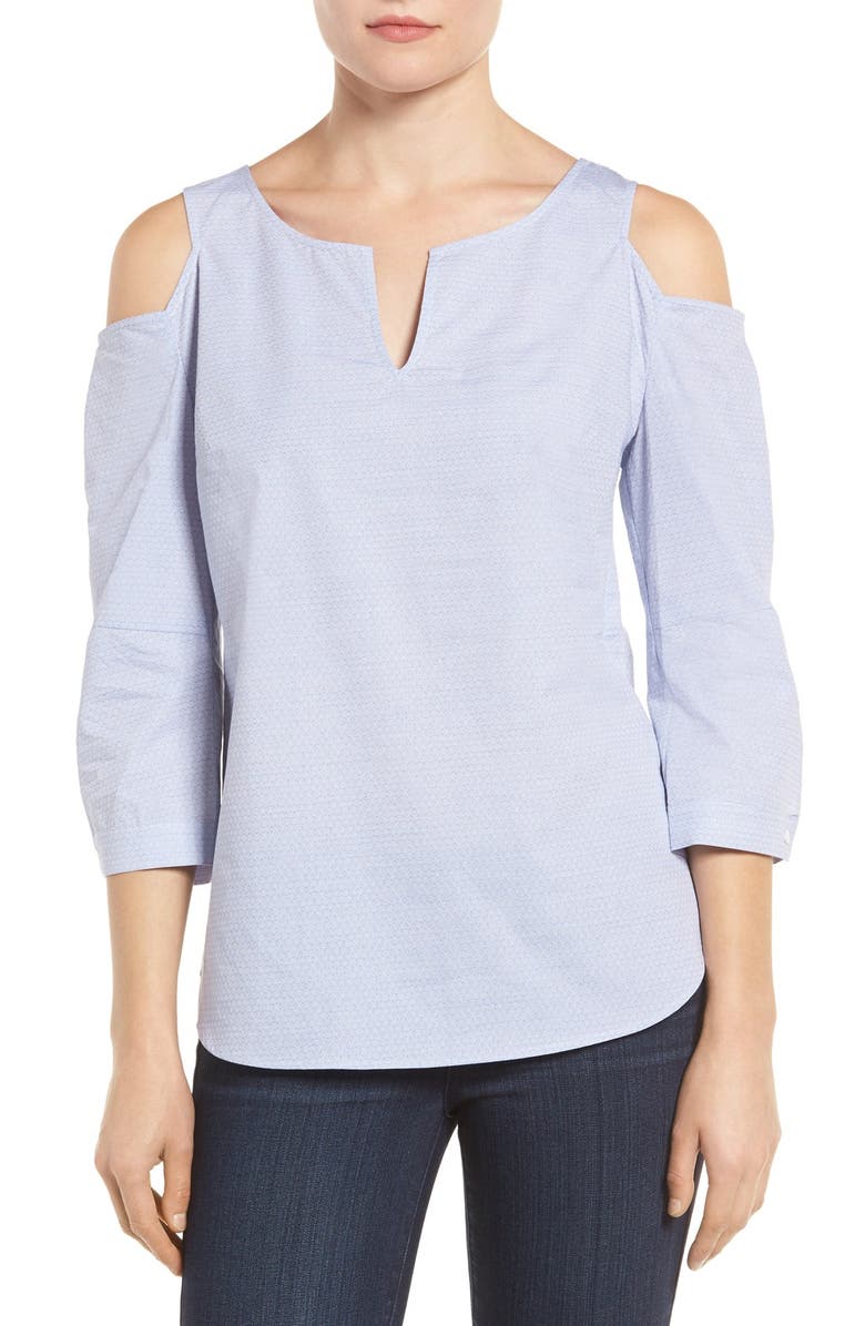 NYDJ Agnes Print Cold Shoulder Cotton Top, Main, color, 