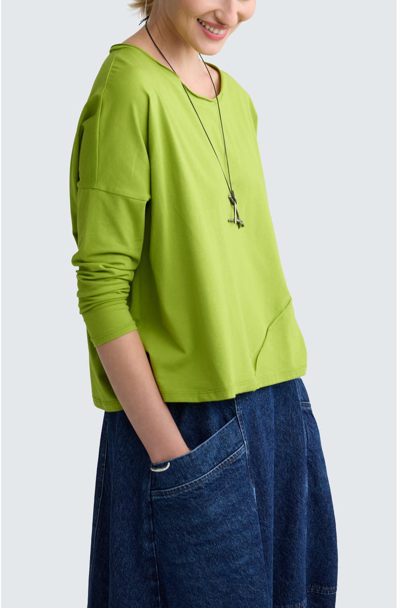 LUUKAA Cerys Asymmetric Jersey Blouse, Alternate, color, Lime