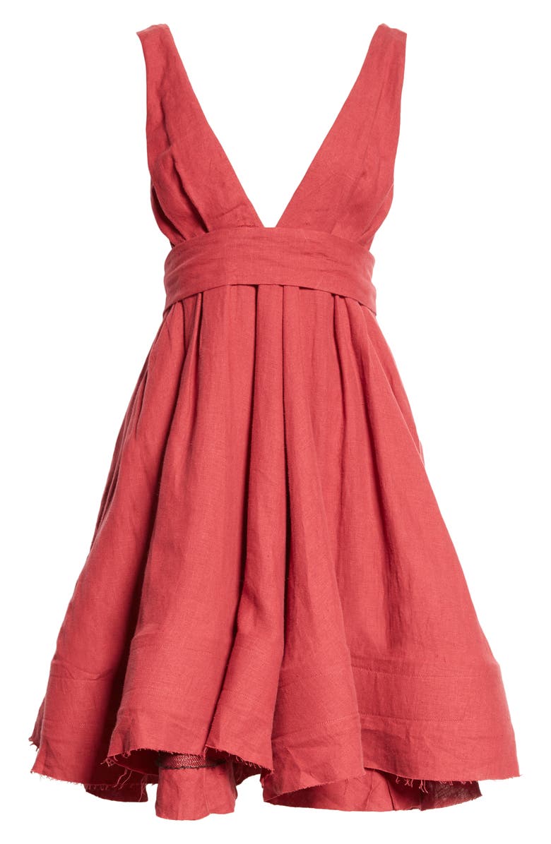Brock Collection Quesyn Bow Linen Minidress, Alternate, color,