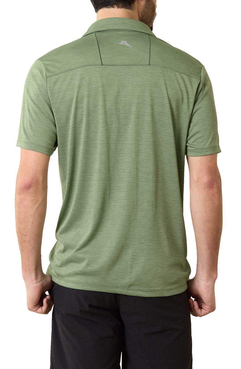 Tommy Bahama Pina Grande Palm Stripe Recycled Polyester Polo, Alternate, color, Dark Sea Pine