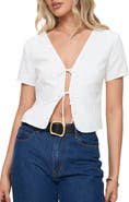 Princess Polly Corriander Tie Front Cotton Top