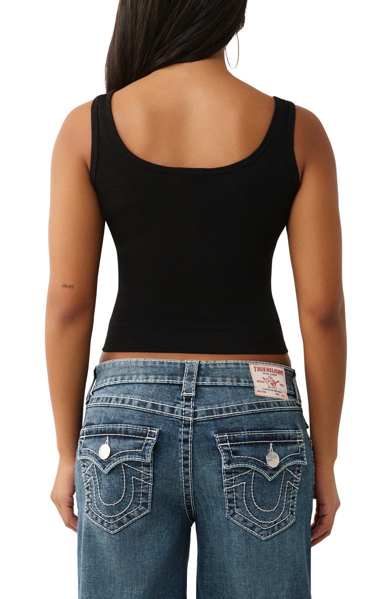 True Religion Crystal Logo Tank, Alternate, color, Jet Black
