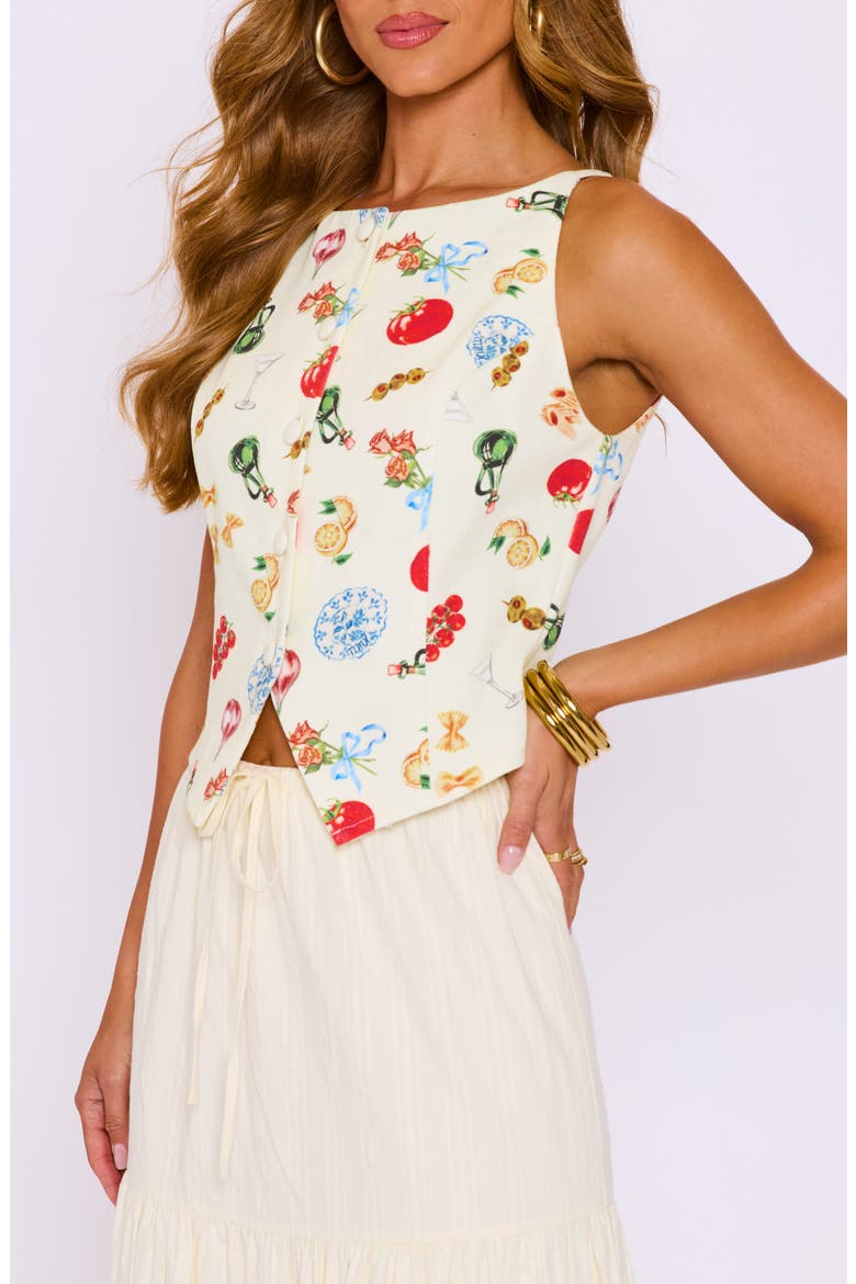 Solstice Mixed Print Cotton Vest, Alternate, color, CREAM MULTI