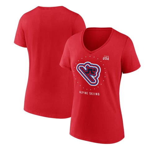 Women's Fanatics Branded Red Team USA Alpine Skiing V-Neck T-Shirt