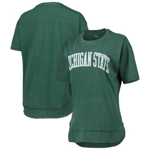 Women's Pressbox Heather Green Michigan State Spartans Arch Poncho T-Shirt
