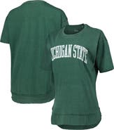 PRESSBOX Women's Pressbox Heather Green Michigan State Spartans Arch Poncho T-Shirt