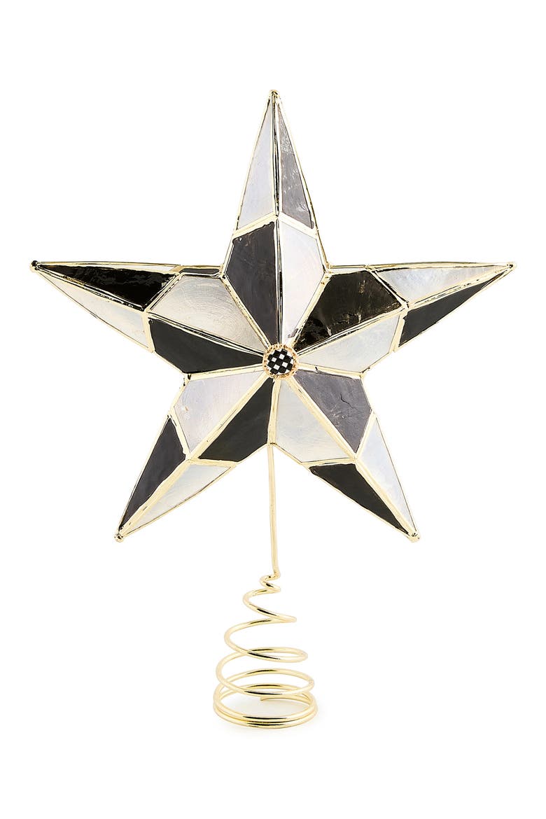 Courtly Capiz Shell Star Tree Topper, Main, color, BLACK