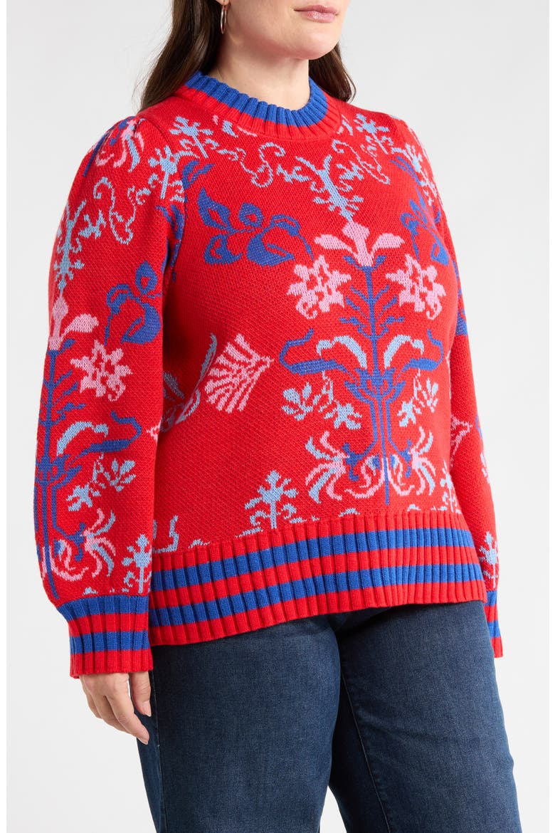 Almila Pattern Sweater, Alternate, color, RED-MULTI