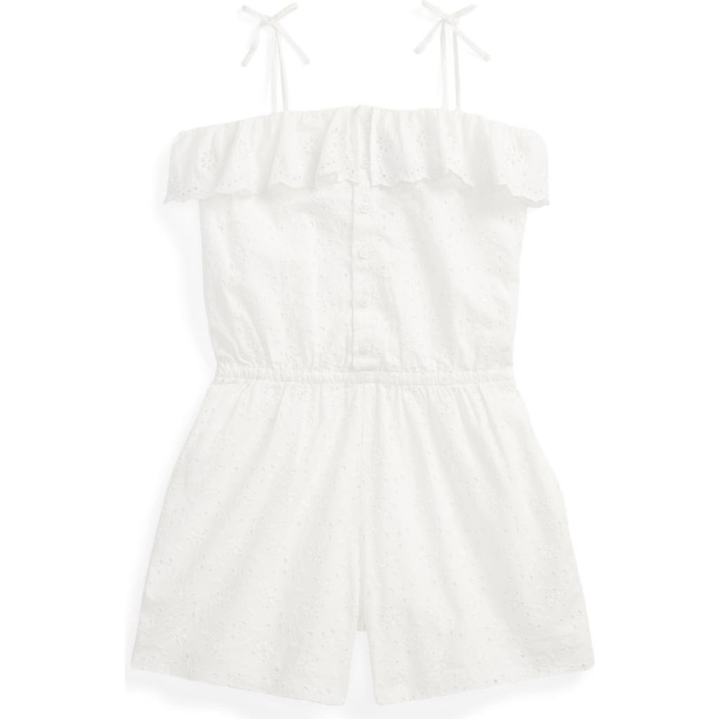 Polo Ralph Lauren Kids' Eyelet Embroidery Cotton Romper In White