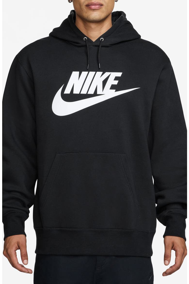 Club Fleece Hoodie, Main, color, BLACK/ WHITE