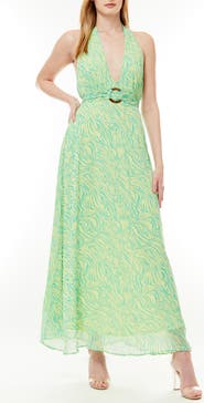 BY DESIGN Soho Belted Halter Maxi Dress
