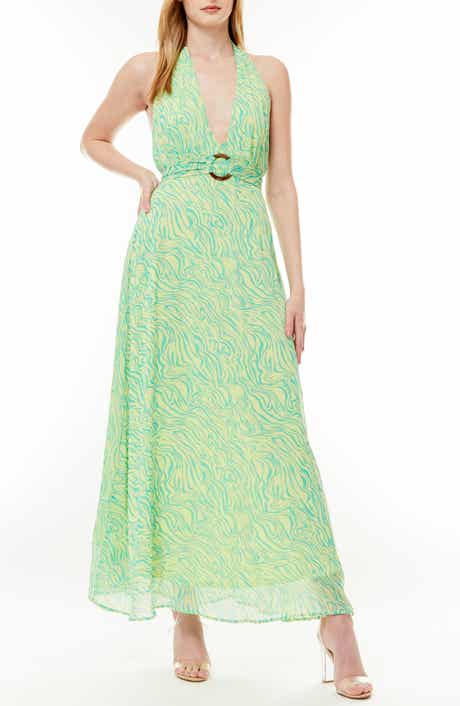 BY DESIGN Soho Belted Halter Maxi Dress