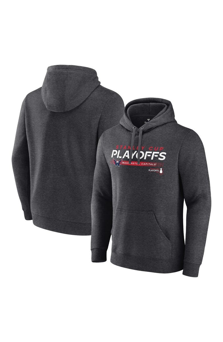 FANATICS Men's Fanatics Branded Charcoal Washington Capitals 2022 Stanley Cup Playoffs Playmaker Pullover Hoodie, Main, color, 