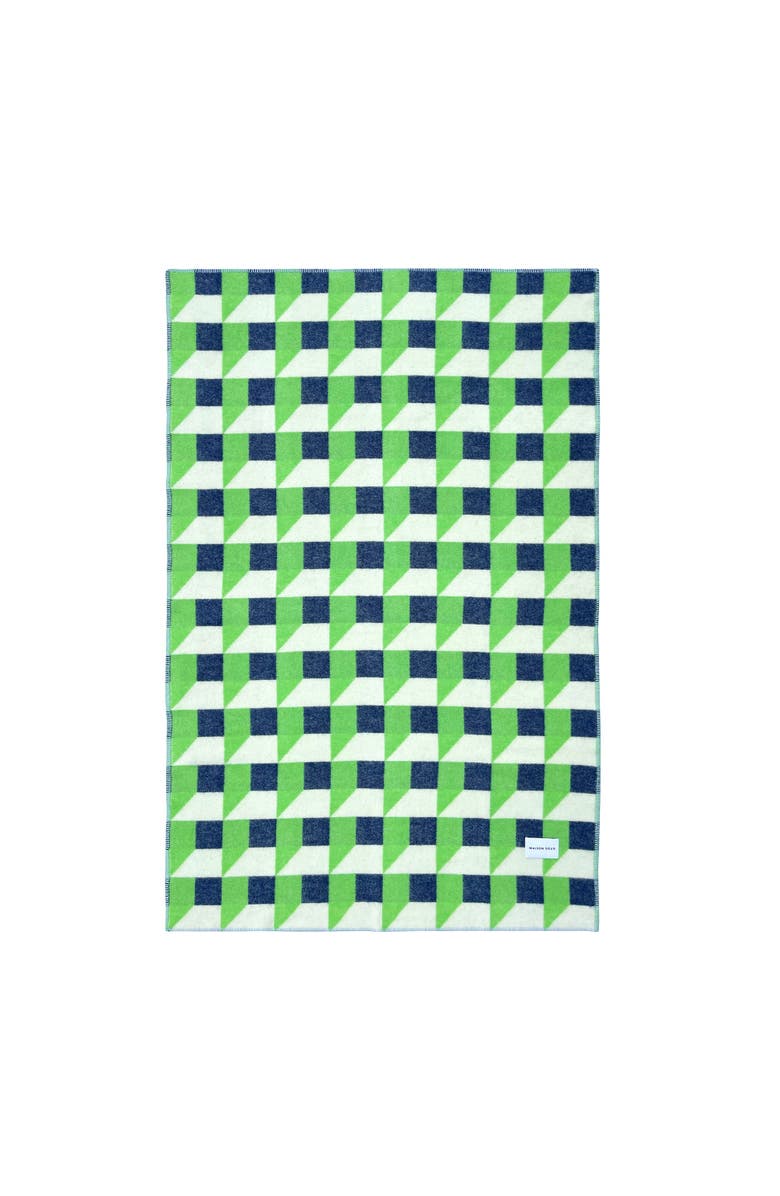 Maison Deux Cubics Blanket, Alternate, color, Bright Green