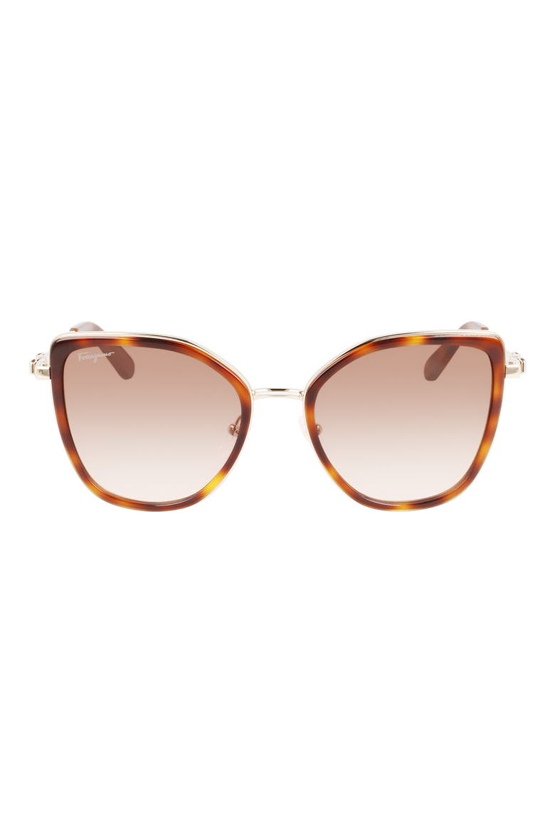54mm Gradient Cat Eye Sunglasses, Main, color, GOLD TORTOISE