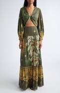 Johanna Ortiz Relatos de mi Tierra Print Silk & Cotton Dobby Tiered Skirt