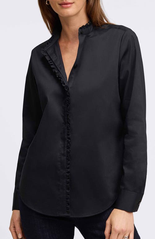 FOXCROFT FOXCROFT MARIEL RUFFLE PLACKET BUTTON-UP SHIRT 