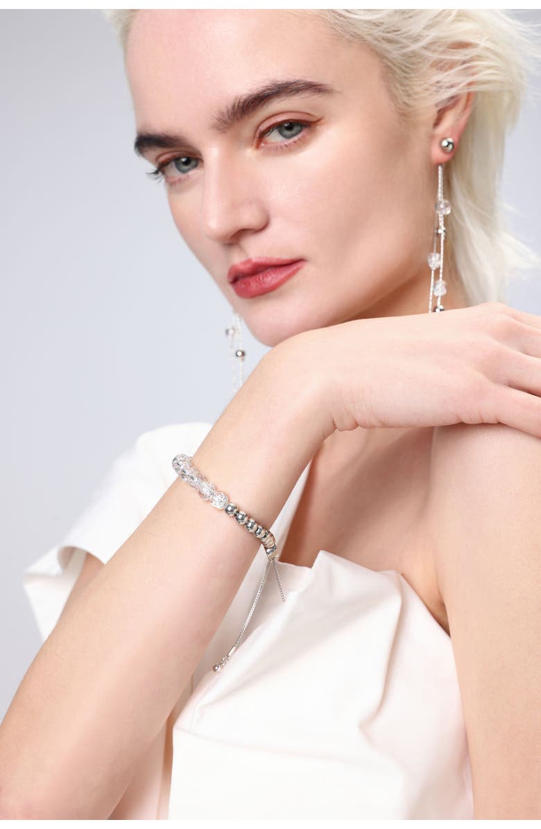 Classicharms FrostLily Azeztulite Crystal and Bead Bolo Bracelet, Alternate, color, Silver